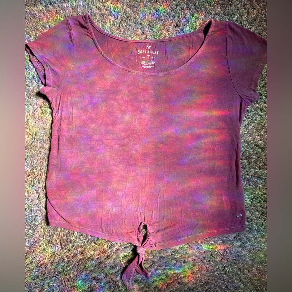 💖BOGO💖AEO Soft & Sexy Tie Front Maroon Tee